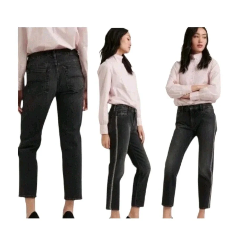 Lucky Brand Mid Rise Sienna Slim Boyfriend Jean Black Silver Glitter 10/30 Y2k‎